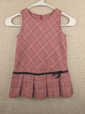 Girl Connection Girls Red Plaid Pleated Sleeveless Dress Size 4 Holiday
